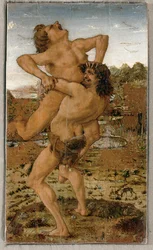 Hércules e o gigante Antaios (têmpera sobre madeira)