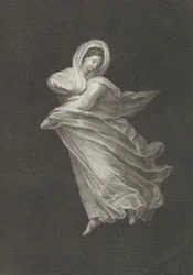 Uma bacante com drapeados esvoaçantes, olhando para baixo, braço direito dobrado e braço esquerdo..., ca. 1795-1847.