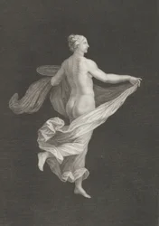 Bacante parcialmente nua vista por trás, virada para a direita e segurando um d..., ca. 1795-ca. 1820.