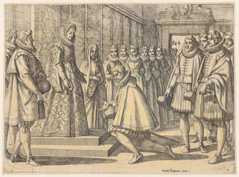 Mensageiros de Filipe de Espanha perante Margarida da Áustria