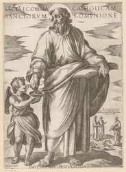 De heilige Matteüs
Sacta ecclesia catholicam sanctorum comunione (título sobre o objecto)
Christus, Maria en de apostelen (título da série)