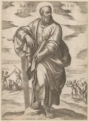 De São Simão Remissão de pecados (título no objeto) Cristo, Maria en de apóstolo (título da série)