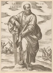 De São Simão Remissão de pecados (título no objeto) Cristo, Maria en de apóstolo (título da série)
