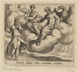 De wens van Semele
Semele divino Iovis concubitu occiditur (título sobre o objecto)
Metamorfoseon sive transformationum (título da série)
Metamorfosen van Ovidius (título da série)