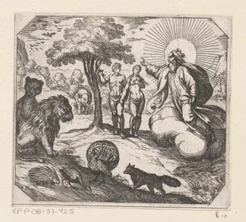 Deus proíbe Adão e Eva de comer da árvore do conhecimento Criação (título da série)