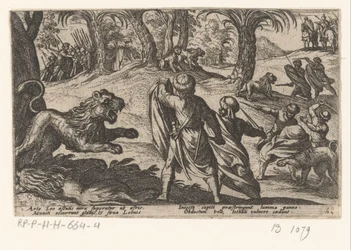 Leões caçadores
Várias cenas de caça e batalha (título da série)
Venationes Ferarum, Avium, Piscium Pugnae bestiariorum: et mutuae bestiarum (título da série)
