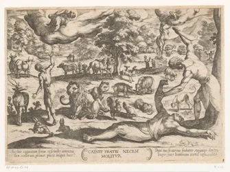 Caim mata Abel
Cainus fratri necem molitur (título sobre o objecto)
Cenas de batalha do Antigo Testamento (título da série)