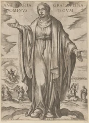 Maria
Ave Maria gratia plena dominus tecum (título sobre o objecto)
Christus, Maria en de apostelen (título da série)