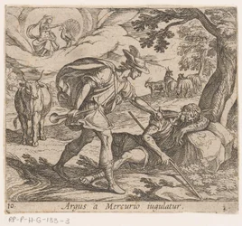 Mercúrio Doodt Argus Argus é estrangulado por Mercúrio (título no objeto) Metamorfoseon ou transformações (título da série) Metamorfosen van Ovidius (título da série)