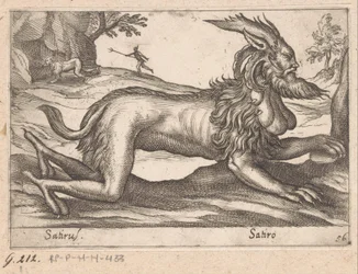 criatura monstruosa Sátiro/ Sátiro (título no objeto) Animais e criaturas míticas (título da série) Nova raccolta de li animali piu curiosi del mondo (título da série)