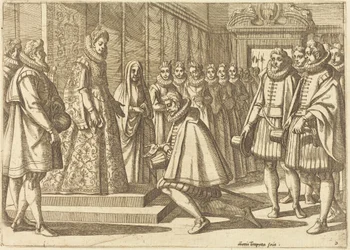 Filipe de Espanha perante Margarida da Áustria