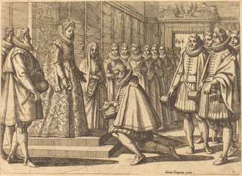 Filipe de Espanha perante Margarida da Áustria
