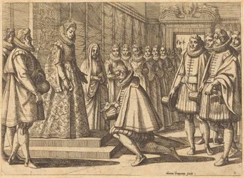 Filipe de Espanha perante Margarida da Áustria