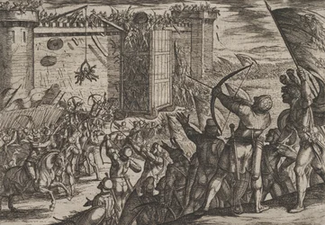 Gravura 14: Novo Ataque à Antiga Fortaleza, de A Guerra dos Romanos Contra os Batavos..., 1611.
