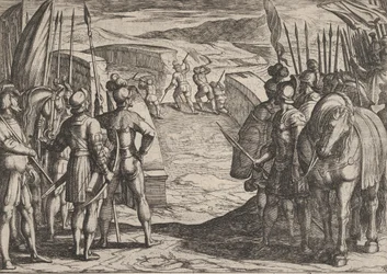 Gravura 35: Os Batavos Ficam Com Medo e Começam Conversas de Paz, de A Guerra dos Romanos Ag..., 1611.