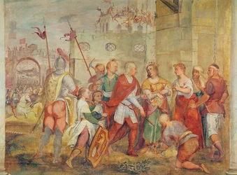 Jacopo Barbarigo libertando a Rainha Margarida da Hungria dos Turcos em 1426 (mural)