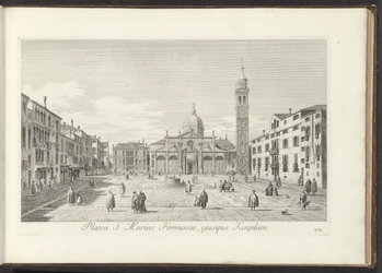 Gezicht op Campo Santa Maria Formosa te Venetië A Praça de Santa Maria Formosa e seu Templo (título no objeto) Gezichten op bugemenen en pleinen in Venetië (título da série) As vistas mais famosas da cidade de Veneza, do 38º alívio aéreo do Canal Antonius