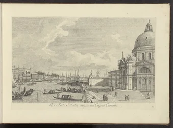Gezicht op het Canal Grande en de Santa Maria della Salute te Venetië
Ex Aede Salutis, usque ad Caput Canalis (título sobre o objecto)
Urbis Venetiarum prospectus celebrriores, ex Antonii Canal tabulis XXXVIII aere expressi ab Antonio Vissentini in parte