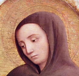 Cabeça de um santo do retábulo de São Jerônimo, 1441 (têmpera no painel) (detalhe)