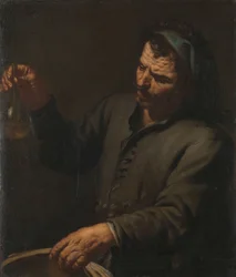 Homem com garrafa de urina na mão, c.1650 (óleo sobre tela)