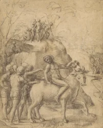 Correggio - Um homem a montar um touro e outras figuras, 83.GB.344