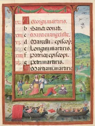 The month of April, miniatures from Livro de Horas de Dom Manuel, 1517-38 (tempera on vellum)