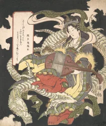 Benzaiten Deusa da Música e da Boa Sorte sentada em um dragão branco, 1832.