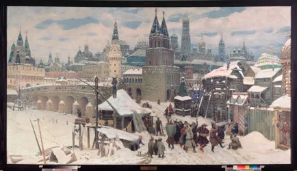 Moscou au 17e siecle, le pont de tous les Saints (Moscou no século XVII, a Ponte de Todos os Santos) - Peinture de Appolinari Mikhaylovich Vasnetsov (1856-1933), huile sur toile