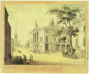A antiga Câmara Municipal (Federal Hall) Nova York, 1798 (grafite, caneta e tinta sobre papel)