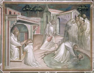 Maurus salva Placidus, detalhe da vida de São Bento (c.480-c.550), na sacristia, 1387