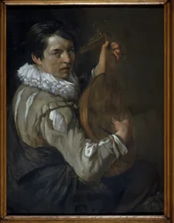 O jogador do alaúde (óleo no cobre)