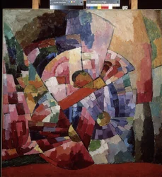Asters (Asters). A natureza morta cubista. Pintura de Aristarkh Vasilyevich Lentulov (1882-1943), óleo sobre tela