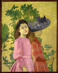 Duas Meninas, Pintura de Primavera de Aristide Maillol (1861-1944) 1890 Coleção Particular