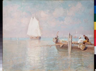 La baie de Venise (Itália) - A Baía de Veneza - Peinture de Arkadi Afanasyevich Chumakov (Tchoumakov) (1868-1948), huile sur toile