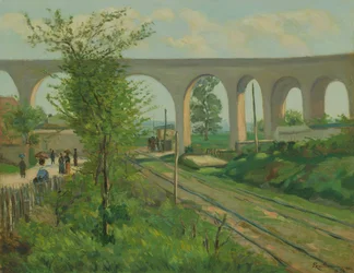 O Aqueduto Arcueil em Sceaux Railroad Crossing, 1874.