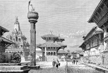 Templos em Patan, Nepal, 1895.