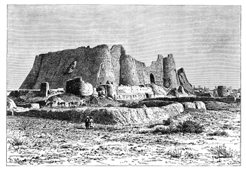 A fortaleza em ruínas de Veramin, Pérsia Irã, 1895.