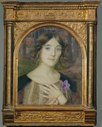 Senhora com flor de vento (pintura sobre tela)