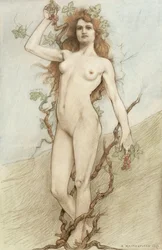 Nu feminino com uvas