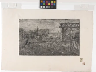 La Gare De Valmondois (A estação de comboio de Valmondois) (gravura e roleta)