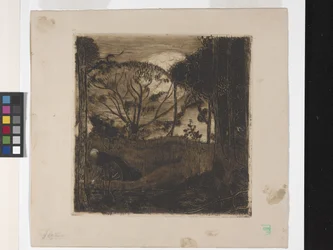 Le Soir (noite) ou La Glaneuse (The Gleaner) (gravura, aquatint, lavis e roleta)