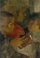 "Mulheres camponesas bretões na missa", anos 1890