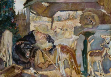 Santo António entre animais, de Armando Spadini (1883-1925), óleo a bordo, 66x96 cm