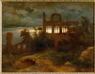 Burgruine - Ruínas de um castelo ... (pintura sobre tela)