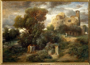 Die Pilger auf dem Weg nach Emmaus - Peregrinos a caminho de Emaús ... (pintura sobre tela)
