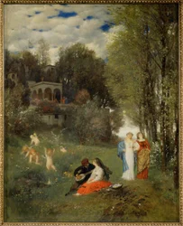Ideale Fruehlingslandschaft - Paisagem de primavera ideal ... (pintura sobre tela)