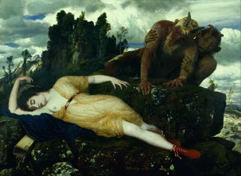 Diana adormecida, contemplada por dois faunos