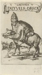 Pausa em um porco Página de rosto para: J. Lydius, Laetsten duyvels-dreck, 1687