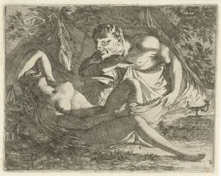 Ninfa adormecida observada por um sátiro Teatro de imagens sinne aberto ao serviço de pintores, porta-imagens, etc. (título da série)