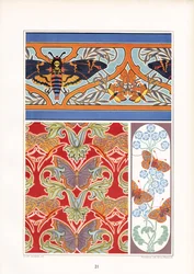 Padrões decorativos de borboletas com gafanhoto da cabeça da morte (litografia)